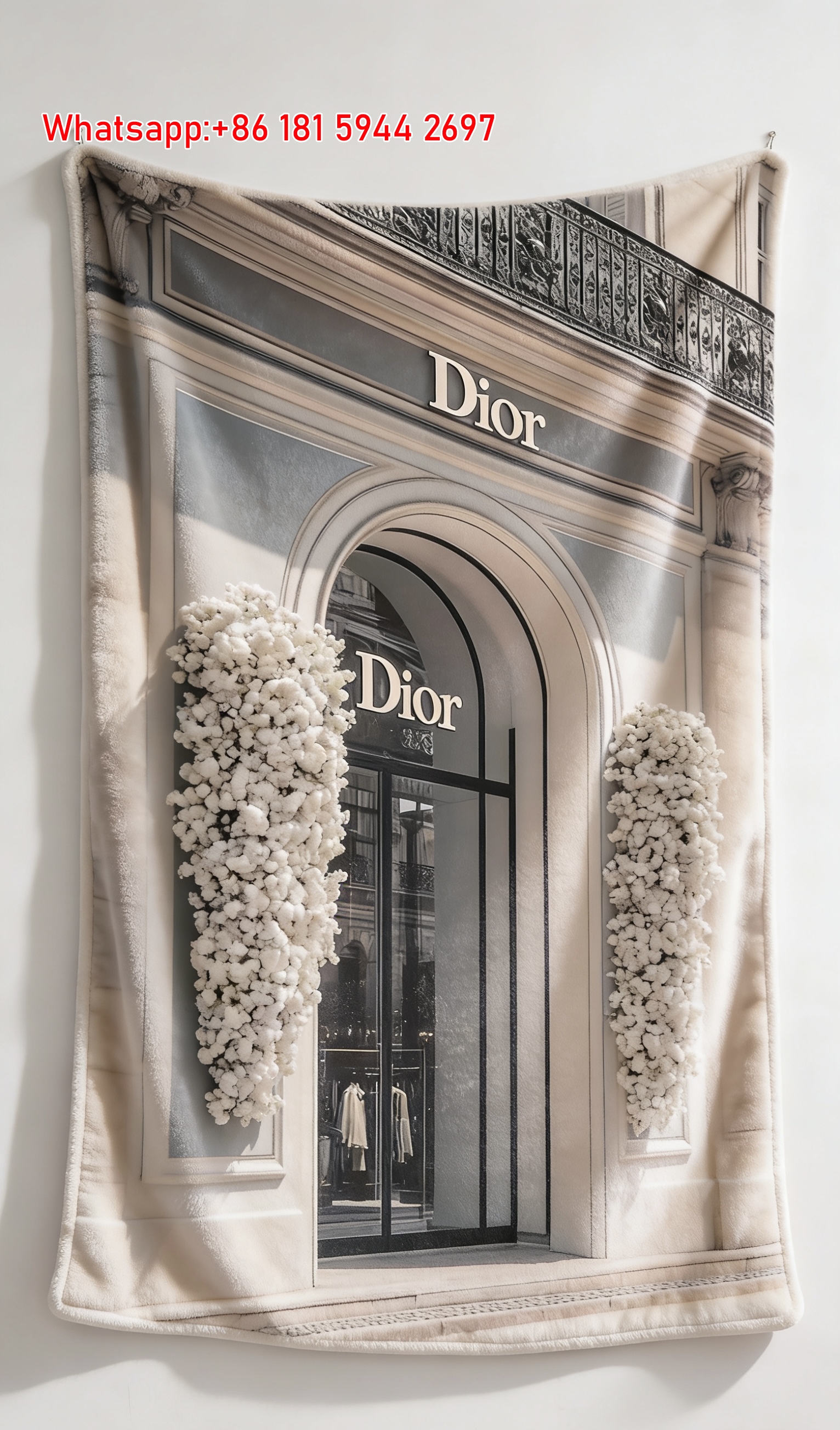 Classic Dior Floral Storefront Flannel Sofa Throw Blanket D289